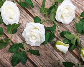 img 2 attached to Enhance Any Space With SHACOS Set Of 4 White Artificial Rose Garlands - Perfect For Weddings, Parties, And Home Decor!