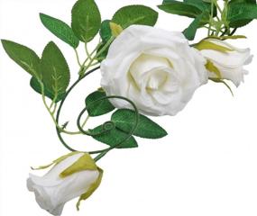 img 1 attached to Enhance Any Space With SHACOS Set Of 4 White Artificial Rose Garlands - Perfect For Weddings, Parties, And Home Decor!
