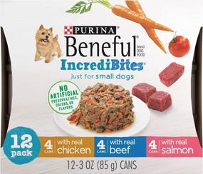 img 4 attached to Purina Beneful Small Breed Wet Dog Food Variety Pack - Real Beef, Chicken & Salmon (2 Packs Of 12) 3 Oz. Cans