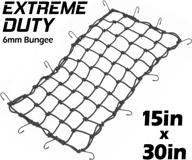 🔗 powertye 15in x 30in heavy-duty cargo net with high-quality 5mm elastic - 3in x 3in mesh and rubber-coated robust metal hooks - black логотип