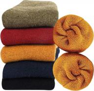 теплые зимние винтажные шерстяные носки для женщин - толстые вязаные термоподарки (разноцветные сплошные темные цвета) логотип