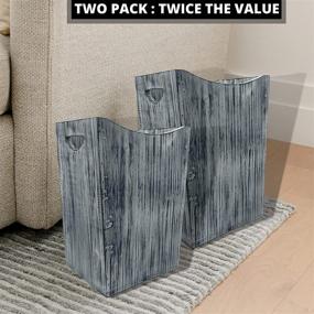 img 3 attached to 🗑️ 2 Pack Rustic Waste Basket Set: Small & Large Trash Bin in Grey"
