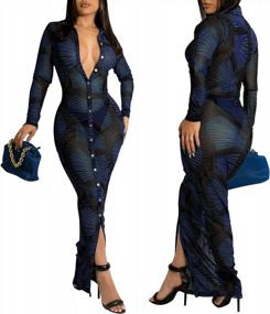 img 2 attached to Sheer Mesh Long Sleeve Midi Dress: The Perfect Club Night Out Or Beach Cover-Up For Women