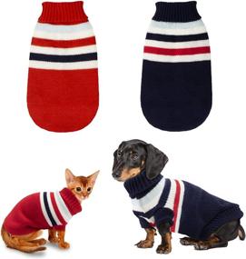 img 4 attached to Rypet 2 Packs Striped Cat Sweater - Warm Knitted Sweater for Winter - XS Size for Kittys and Small Dogs