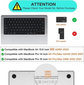 img 2 attached to MOSISO Keyboard Cover - Compatible With MacBook Air 13.6 Inch M2 A2681 2022 & Pro 14/16 Inch M1 Pro/Max A2442/A2485 2022 2021 - Protective Silicone Skin, Mac OS X Shortcut, White
