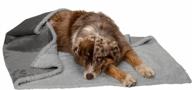 cozy & waterproof dog blanket for larger breeds - self-warming, washable & snuggly soft terry sherpa in silver gray - furhaven large edition logo