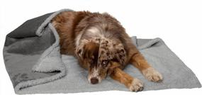 img 4 attached to Cozy & Waterproof Dog Blanket For Larger Breeds - Self-Warming, Washable & Snuggly Soft Terry Sherpa In Silver Gray - Furhaven Large Edition