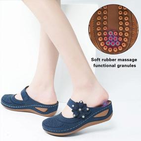 img 1 attached to Alicegana Women'S Summer Mules Sandals With Arch Support And Cushioned Footbed - Comfy Slip-On Wedges For Casual Wear In Dark Blue
