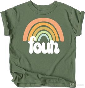 img 2 attached to 🌈 Retro Rainbow 4th Birthday Shirts Set for Toddler Girls – Trendy Outfits