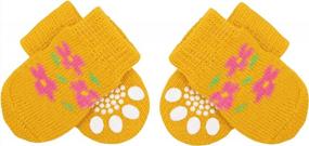 img 4 attached to Prevent Dog Licking With CuteBone Yellow Flower Socks For Small/Medium/Large Dogs - 4GWZ05S