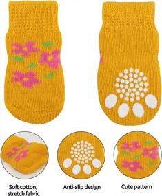 img 3 attached to Prevent Dog Licking With CuteBone Yellow Flower Socks For Small/Medium/Large Dogs - 4GWZ05S