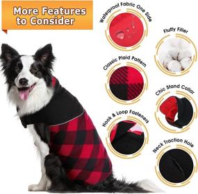 img 2 attached to 🐾 Stay Warm and Visible: KOESON Reversible Dog Coat with Leash Hole - Buffalo Plaid Reflective Winter Jacket for Outdoor Adventures