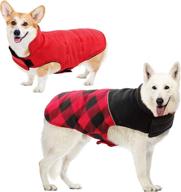 🐾 stay warm and visible: koeson reversible dog coat with leash hole - buffalo plaid reflective winter jacket for outdoor adventures логотип