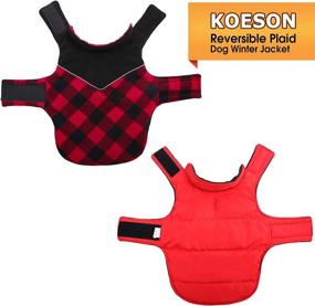 img 3 attached to 🐾 Stay Warm and Visible: KOESON Reversible Dog Coat with Leash Hole - Buffalo Plaid Reflective Winter Jacket for Outdoor Adventures