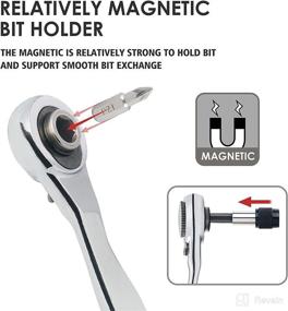 img 1 attached to STREBITO Right Angle Screwdriver Set: 32-Piece 1/4 Inch Mini Ratchet Kit for Tight Spaces