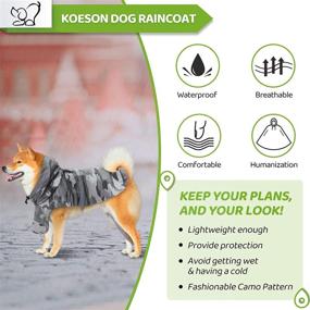 img 3 attached to 🐶 KOESON Waterproof Dog Raincoat: Reflective Adjustable Pet Rain Jacket with Leash Hole - Camouflage Lightweight Rainproof Hoodie Clothes for Medium Large Dogs (Grey)