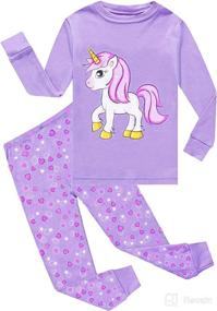 img 4 attached to 🐱 Cute Cat and Unicorn Pajama Set | Long Sleeve 100% Cotton Sleepwear for Toddler Kids | 2-Piece PJ Set | Size 2-7T