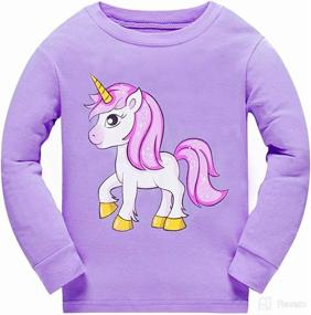 img 3 attached to 🐱 Cute Cat and Unicorn Pajama Set | Long Sleeve 100% Cotton Sleepwear for Toddler Kids | 2-Piece PJ Set | Size 2-7T