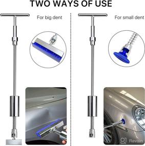 img 2 attached to 🔧 QIUJIN Auto Body Repair Tool Kit - Ultimate Solution for Car Dent Removal, Hail Damage, and Minor Dents - Includes Double Pole Bridge, Slide Hammer T bar, Glue Puller Tabs, and Glue Shovel - Silver Finish