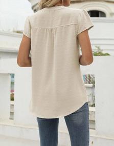 img 3 attached to Women'S Swiss Dot Pom Pom Blouse - Chiffon Short Sleeve Button Up V Neck Casual Shirt