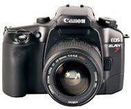 canon eos elan 7 dslr camera with canon 28-90 mm auto focus lens logo