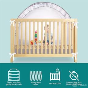 img 3 attached to 👶 LIGHTOTOS Baby Crib Tent: Secure Pop Up Net Canopy for Fall and Mosquito Protection (Grey)