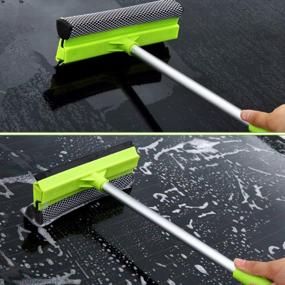 img 3 attached to Car Washing Windshield Squeegees, Auto Windshield Cleaning Tool Cars Window Squeegee Brush With Handle Glass Wiper Cleaner Tools With Scrubber Sponge