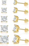 sparkle in style with gemsme's 18k gold plated cubic zirconia stud earrings set of 5 logo