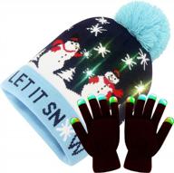 light up xmas beanie hat & gloves - ugly sweater holiday theme novelty cap логотип