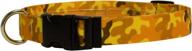 🐶 stylish yellow dog design orange camo dog collar - medium size, adjustable 14 to 20" neck sizes logo