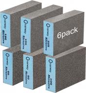6 pack onarway sanding blocks - wet/dry dual-use sponges (60-220 grits) for wood, metal & wall polish logo