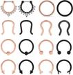 ruifan 16g horseshoe circular barbell and nose ear daith septum clicker ring with clear cz gems 316l surgical steel 2-16pcs logo