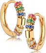 women's gold plated hypoallergenic fettero huggie hoop earrings - beaded, circle, spike, snake, heart, lightning & cz designs logo