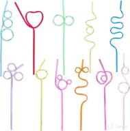 🥤 colorful and reusable crazy straws for kids - [55 pcs] 11 different shapes silly funny straws for birthday parties, carnivals, and more logo