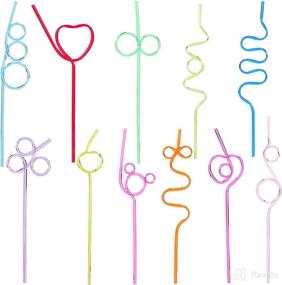 img 4 attached to 🥤 Colorful and Reusable Crazy Straws for Kids - [55 Pcs] 11 Different Shapes Silly Funny Straws for Birthday Parties, Carnivals, and More