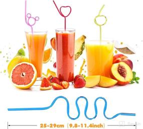 img 3 attached to 🥤 Colorful and Reusable Crazy Straws for Kids - [55 Pcs] 11 Different Shapes Silly Funny Straws for Birthday Parties, Carnivals, and More