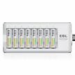 ebl rechargeable aa batteries 2300mah - long lasting battery (8 counts) + charger for aa aaa batteries logo