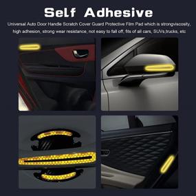 img 1 attached to 🚗 Enhance Car Safety and Style with Xotic Tech Car Door Handle Reflective Stickers - Carbon Fiber Pattern with Yellow Safety Warning Strip