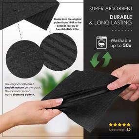 img 2 attached to Superior Cleaning with SUPERSCANDI Swedish Dish Clothes: 6 Pack of Black Reusable Compostable Kitchen Cloth - Made in Sweden Cellulose Sponge Dish Cloths for Washing Dishes