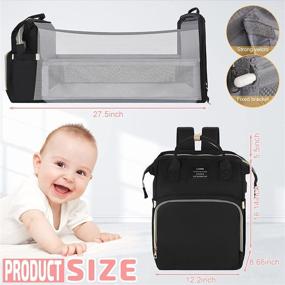 img 3 attached to 🎒 Waterproof Baby Diaper Bag Backpack for Boys & Girls - Travel Diaper Bag with Changing Station, Sunshade, Mosquito Net, Stroller Straps, USB, and More (Black)