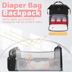 img 1 attached to 🎒 Waterproof Baby Diaper Bag Backpack for Boys & Girls - Travel Diaper Bag with Changing Station, Sunshade, Mosquito Net, Stroller Straps, USB, and More (Black)