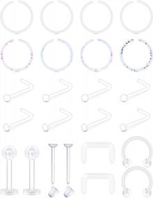 img 4 attached to Versatile Clear Septum Ring And Nose Hoop Set For All Piercings – Bioflex For Comfort And Retainer For Work And Surgery