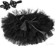 👶 cute baby girl tutu skirt headband set: ruffle tulle diaper covers for 6-24 month toddlers логотип