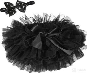 img 4 attached to 👶 Cute Baby Girl Tutu Skirt Headband Set: Ruffle Tulle Diaper Covers for 6-24 Month Toddlers