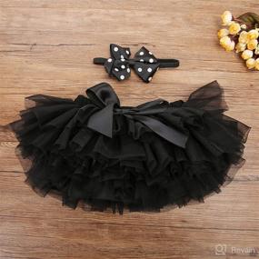 img 1 attached to 👶 Cute Baby Girl Tutu Skirt Headband Set: Ruffle Tulle Diaper Covers for 6-24 Month Toddlers