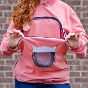 img 2 attached to 🐱 Women's Pet Carrier Hoodie: Comfortable Cat Dog Pouch Holder Sweatshirt with Large Pocket, Pullover Shirt Design, and Cute Cat Ear Feature