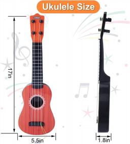 img 3 attached to 17 Inch Kids Ukulele Guitar Toy With 4 Strings - Wooden Color Mini Classical Musical Instrument For Toddlers, Baby Boys & Girls Early Education Learning