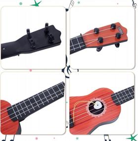 img 1 attached to 17 Inch Kids Ukulele Guitar Toy With 4 Strings - Wooden Color Mini Classical Musical Instrument For Toddlers, Baby Boys & Girls Early Education Learning
