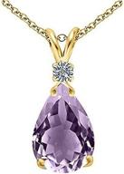 voss+agin amethyst (2.00ctw) and diamond tear drop pendant necklace- 14k yellow gold over sterling silver (18"), jewelry for women logo