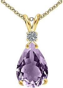 img 1 attached to Voss+Agin Amethyst (2.00Ctw) And Diamond Tear Drop Pendant Necklace- 14K Yellow Gold Over Sterling Silver (18"), Jewelry For Women